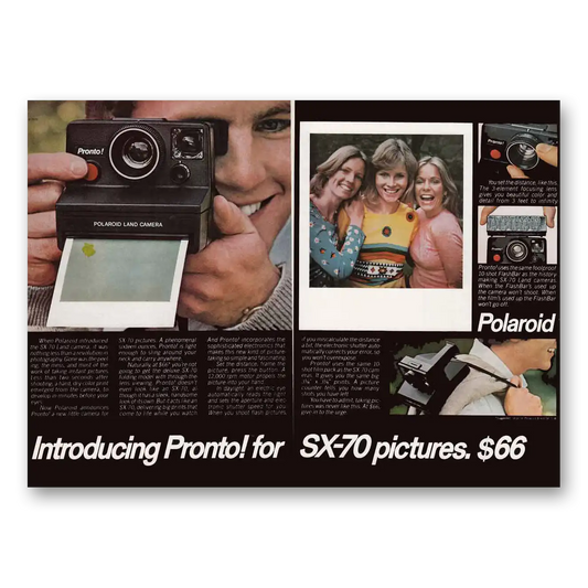 1976 Polaroid SX70 Camera Pronto Land Camera Vintage Magazine Print Ad