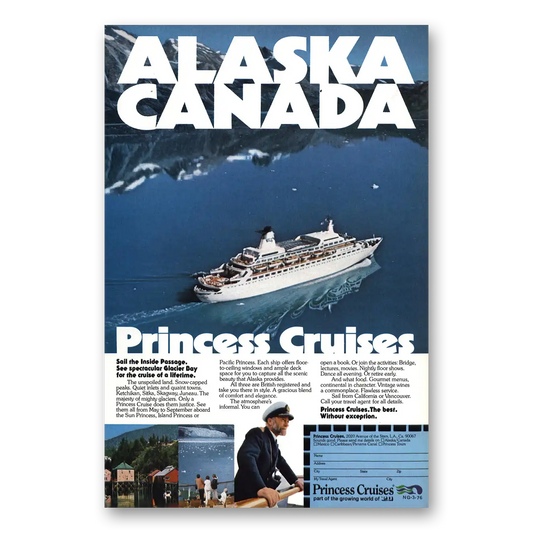 1976 Princess Cruises Alaska Canada Inside Passage Vintage Magazine Print Ad