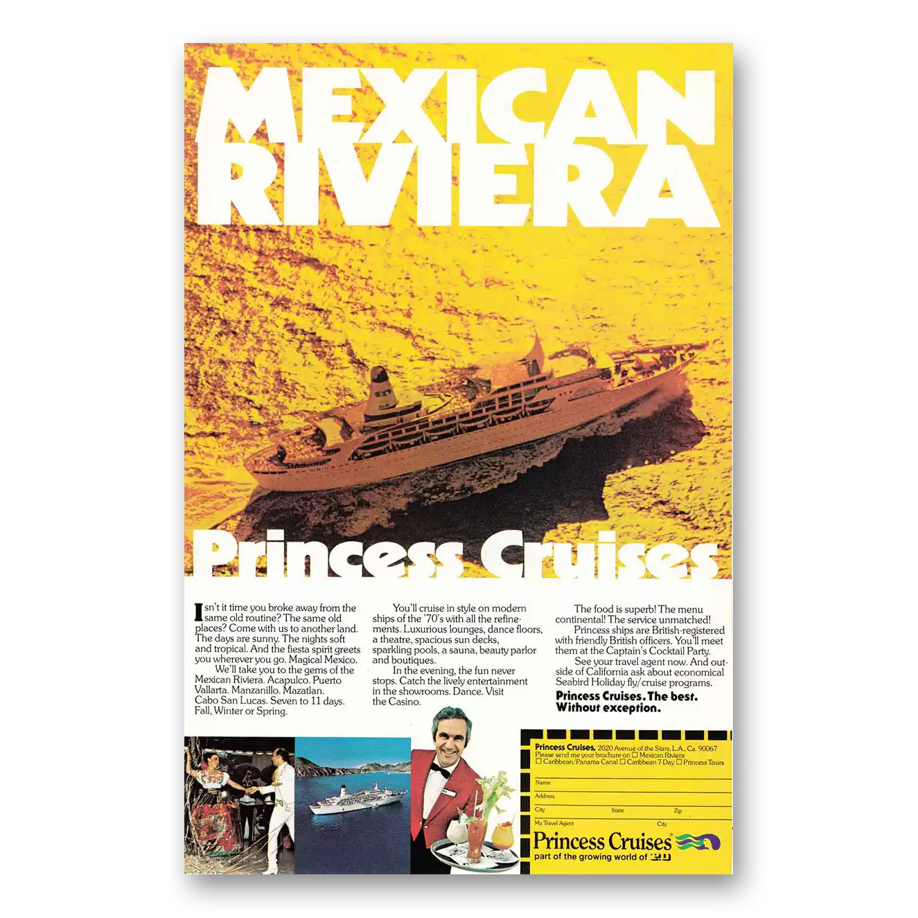 1976 Princess Cruises Mexican Riviera Vintage Magazine Print Ad