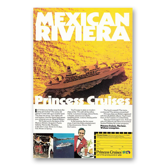 1976 Princess Cruises Mexican Riviera Vintage Magazine Print Ad