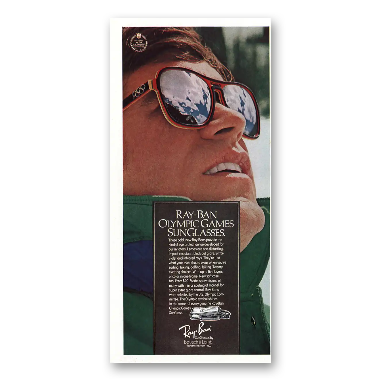 1976 Ray Ban Sun Glasses Olympic Games Sunglasses Vintage Magazine Print Ad