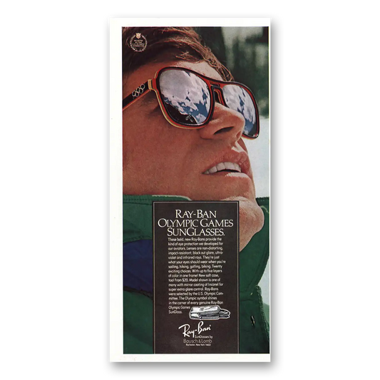 1976 Ray Ban Sun Glasses Olympic Games Sunglasses Vintage Magazine Print Ad