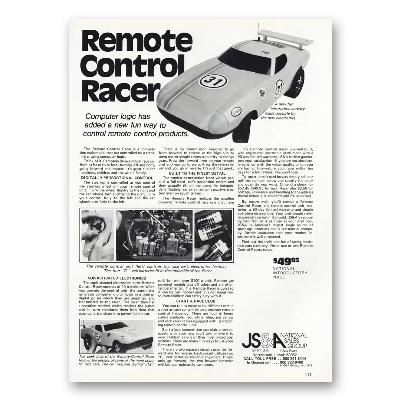 1976 JS&A Remote Control Racer Computer Logic Has Added New Fun Way Vintage Magazine Print Ad