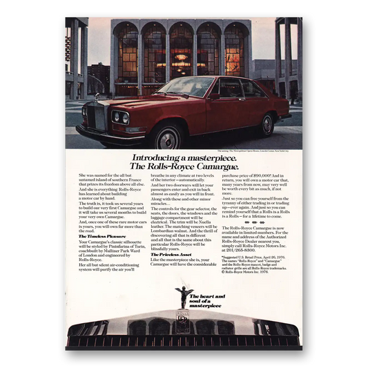 1976 Rolls Royce Camargue Masterpiece Vintage Magazine Print Ad