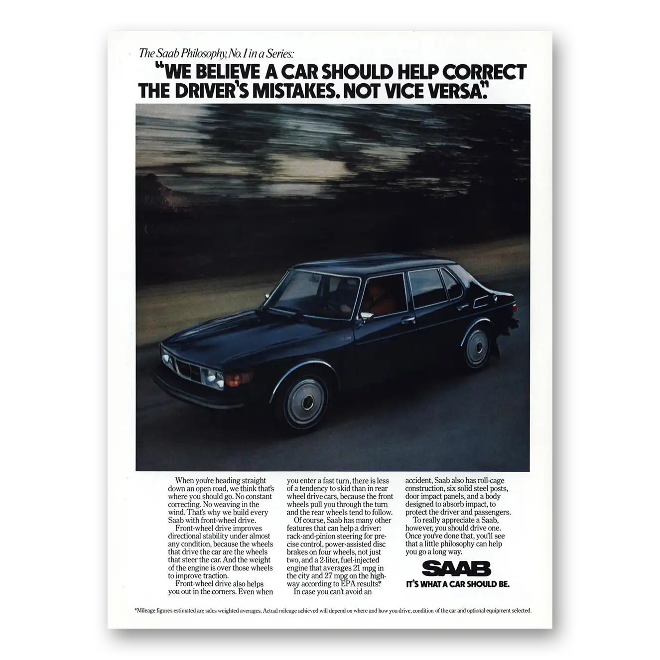 1976 Saab Correct Drivers Mistakes Not Vice Versa Vintage Magazine Print Ad