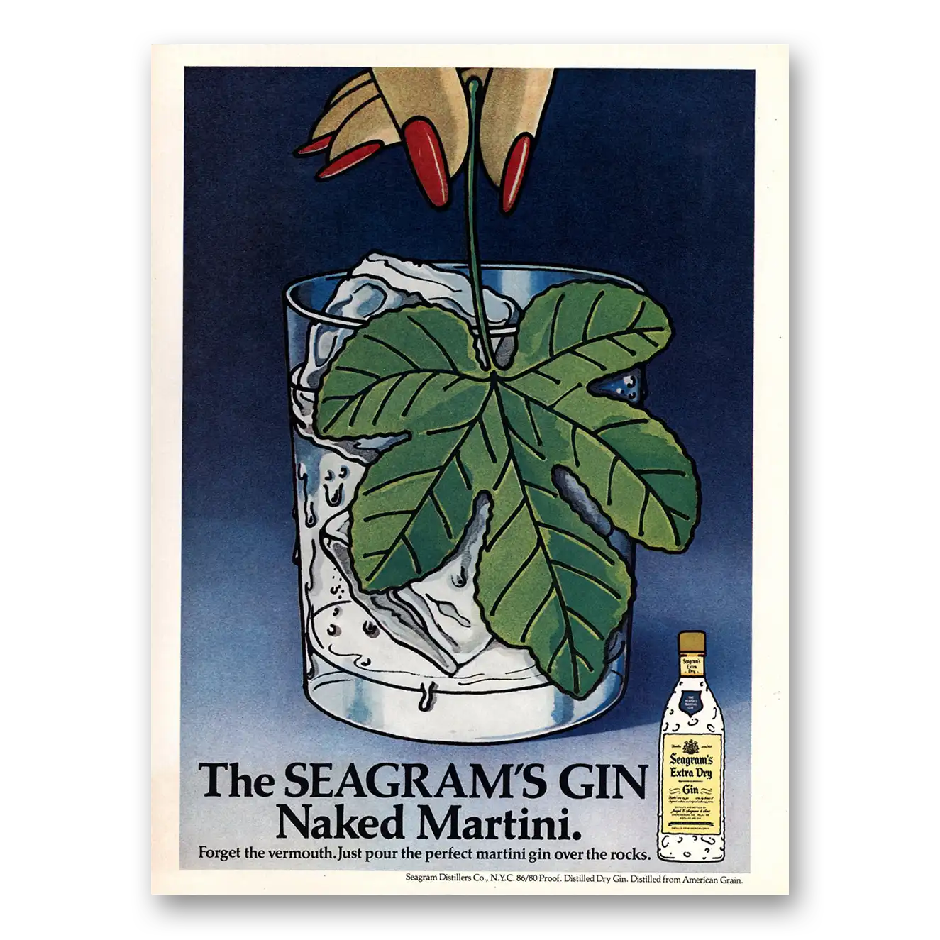 1976 Seagrams Extra Dry Gin Naked Martini Vintage Magazine Print Ad