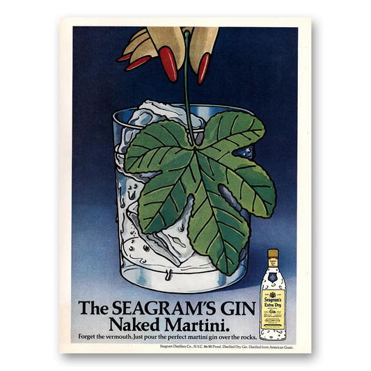 1976 Seagrams Extra Dry Gin Naked Martini Vintage Magazine Print Ad