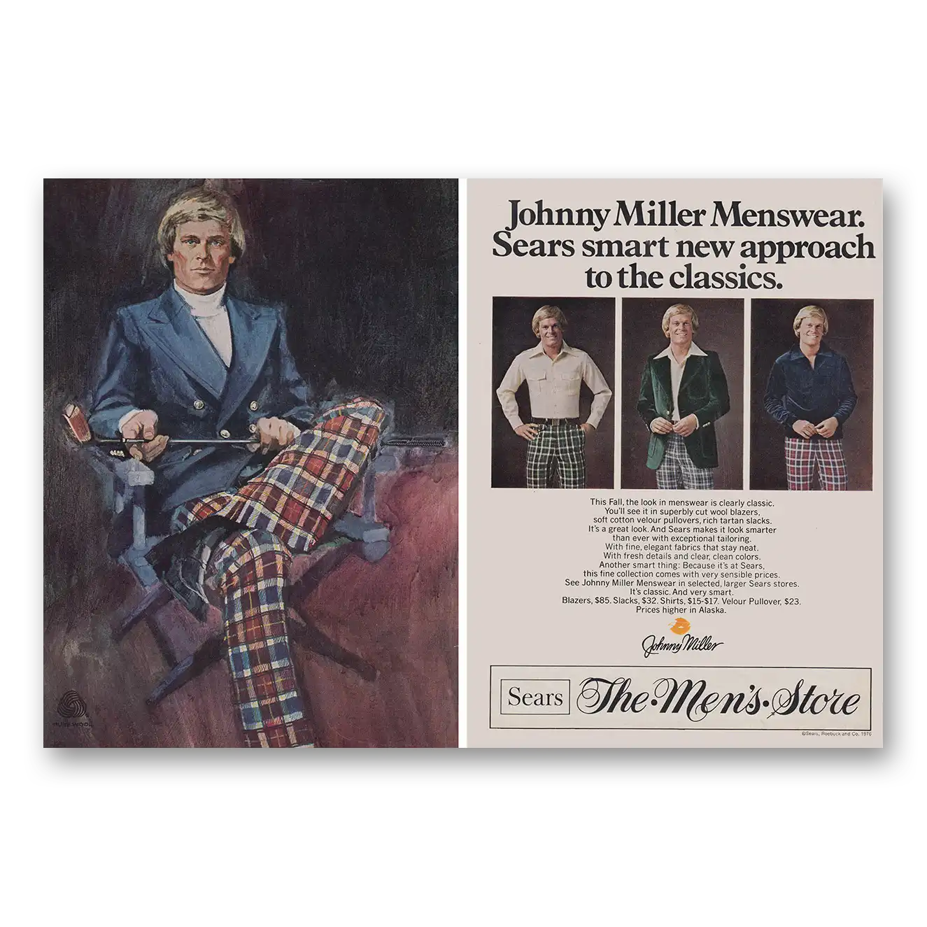 1976 Sears Mens Store Johnny Miller Menswear Sears Smart New Approach Vintage Magazine Print Ad