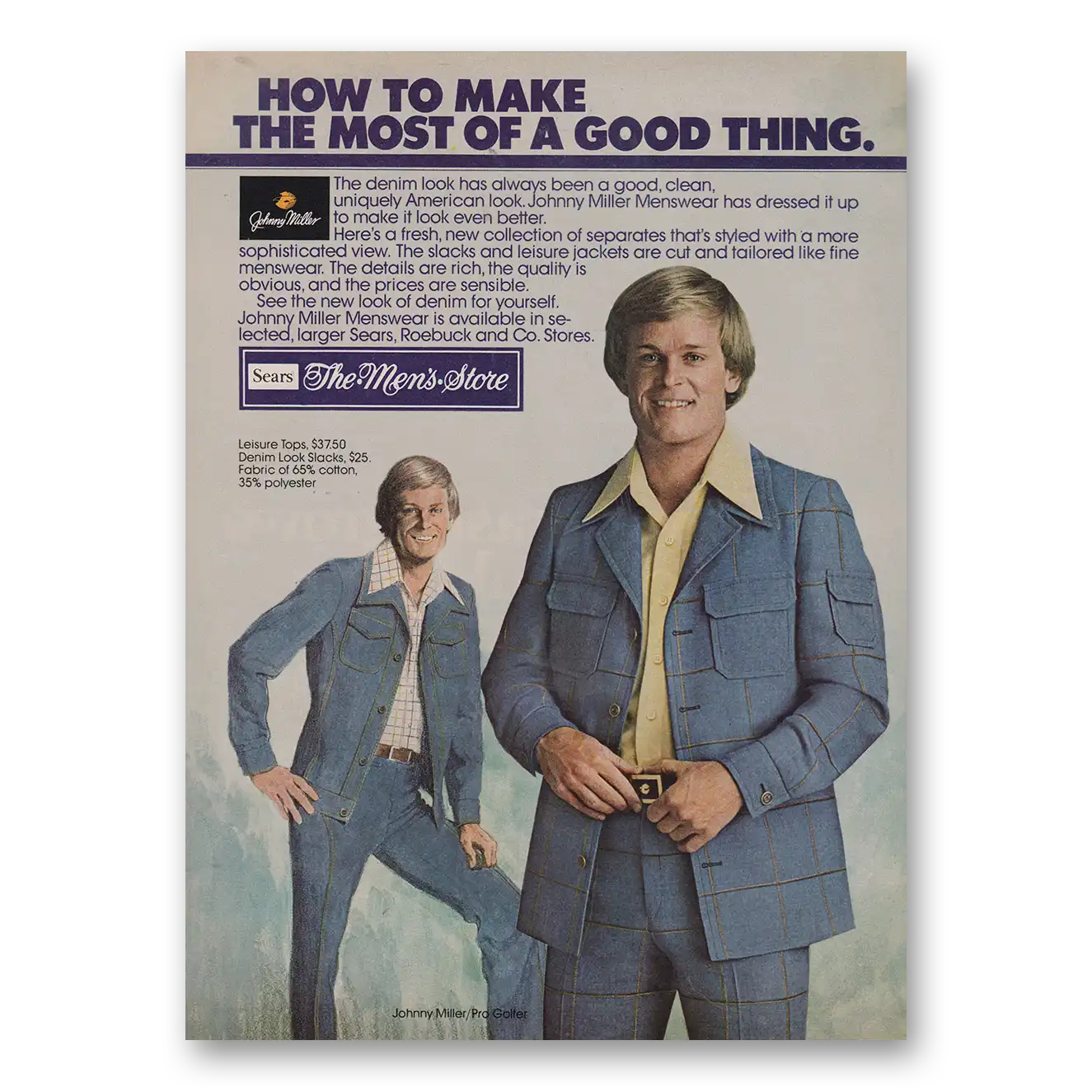 1976 Sears Mens Store Make The Most of Good Thing Vintage Magazine Print Ad