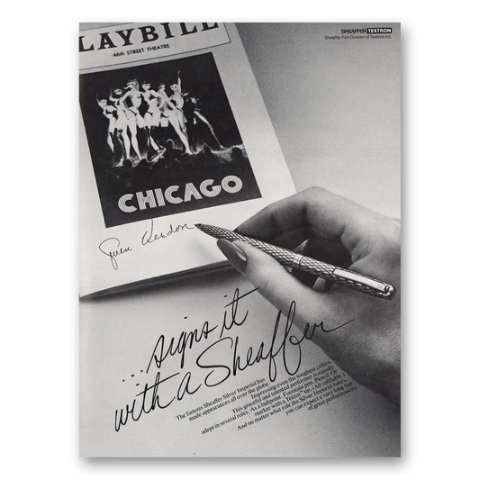 1976 Sheaffers Silver Imperial Pen Chicago Signs It With a Sheaffer Vintage Magazine Print Ad