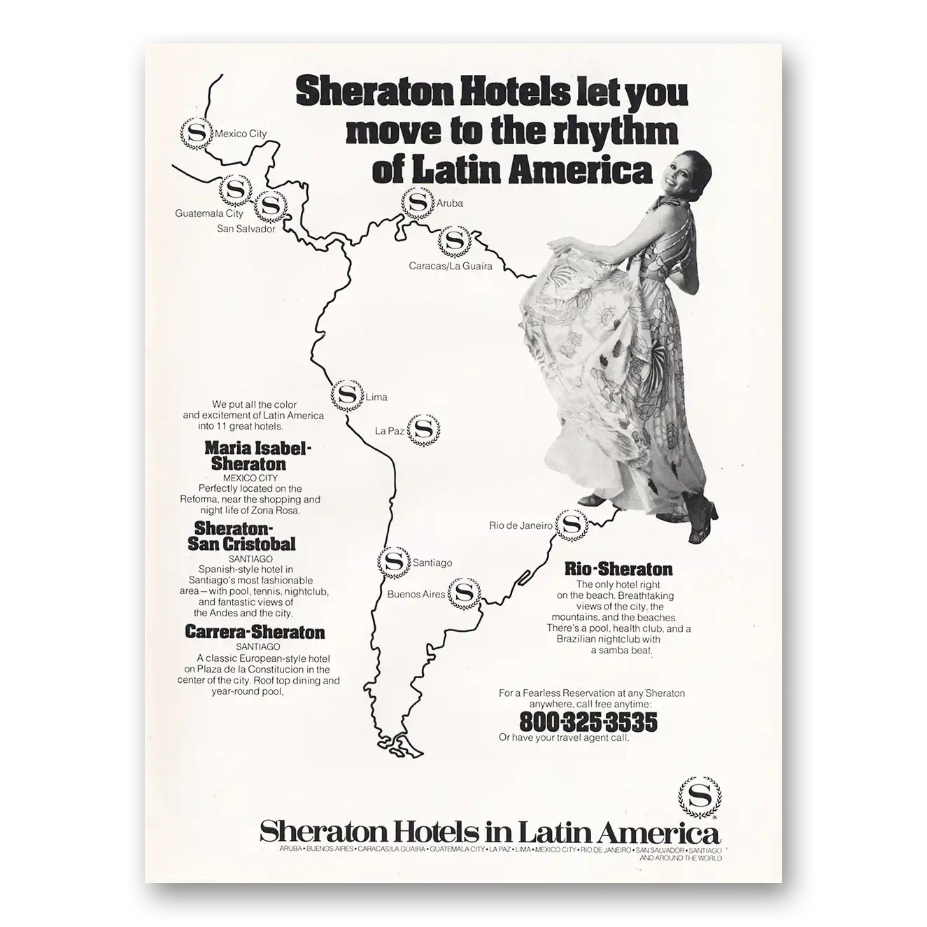 1976 Sheraton Hotels Latin America Move To the Rhythm Vintage Magazine Print Ad