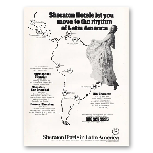 1976 Sheraton Hotels Latin America Move To the Rhythm Vintage Magazine Print Ad