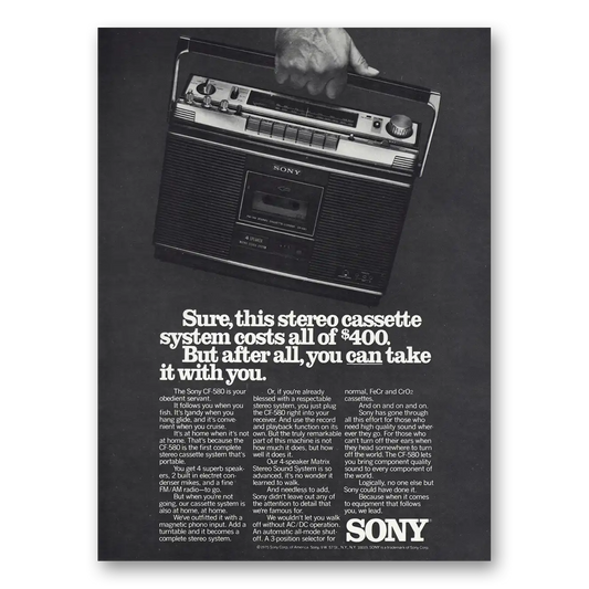 1976 Sony Radio You Can Take It With You Vintage Magazine Print Ad