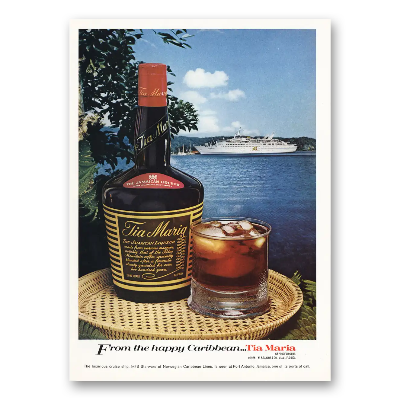 1976 Tia Maria Liqueur From the Happy Caribbean Vintage Magazine Print Ad