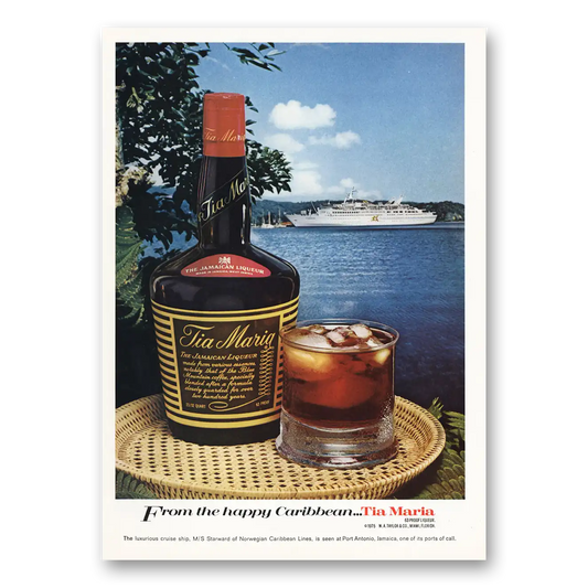 1976 Tia Maria Liqueur From the Happy Caribbean Vintage Magazine Print Ad