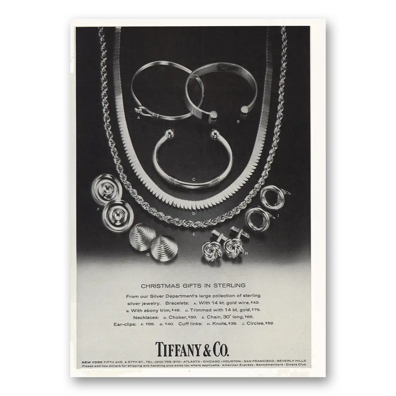 1976 Tiffany & Co Christmas Gifts Sterling Vintage Magazine Print Ad