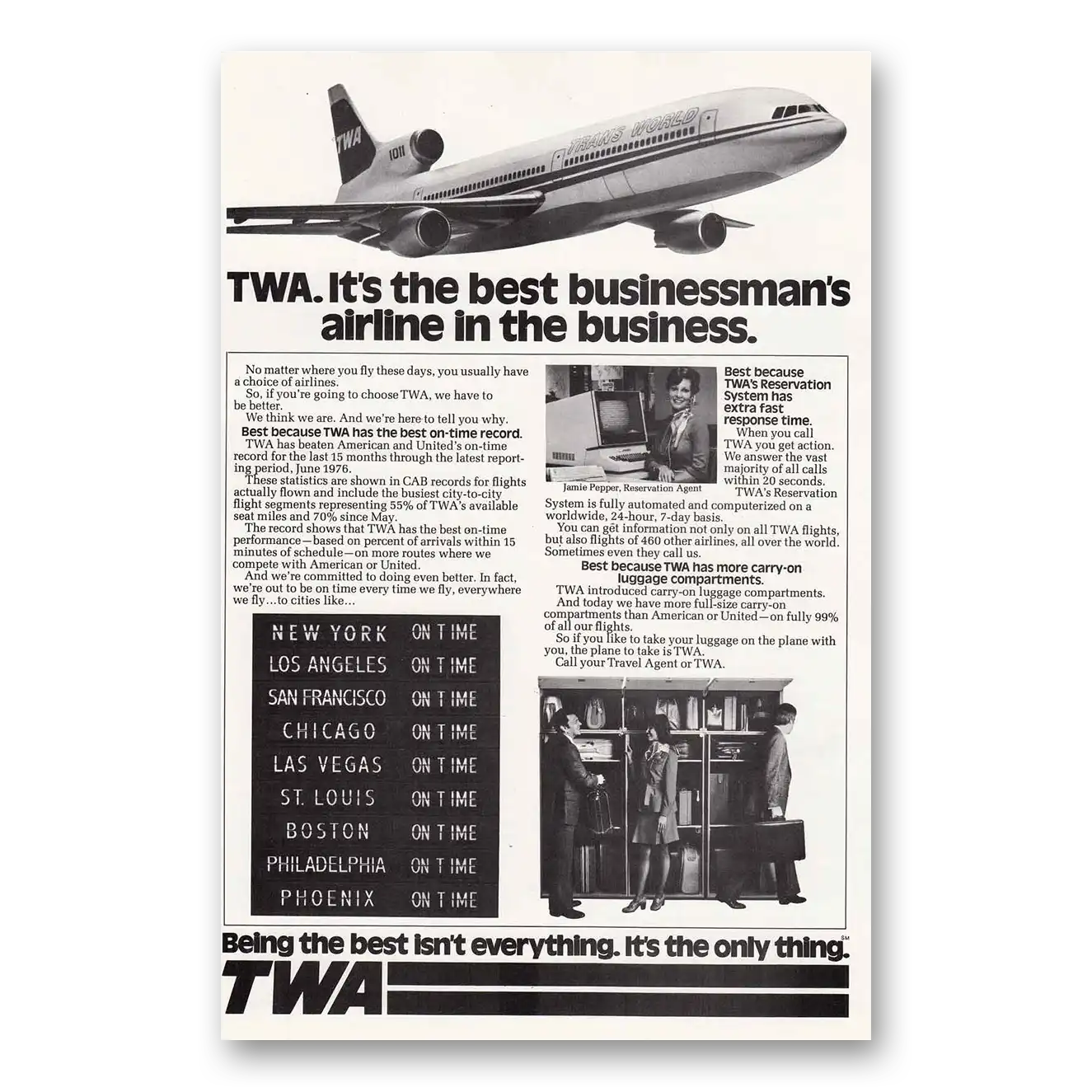 1976 TWA Airlines Businessmans Airline Vintage Magazine Print Ad