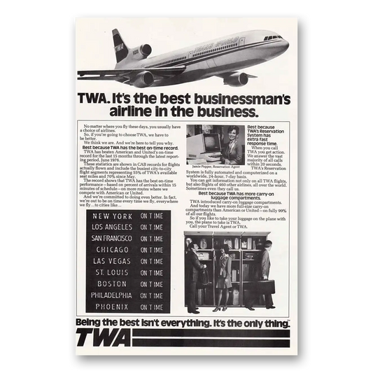 1976 TWA Airlines Businessmans Airline Vintage Magazine Print Ad