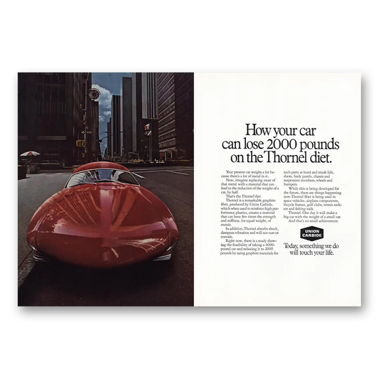 1976 Union Carbide Car Can Lose Pounds Thornel Diet Vintage Magazine Print Ad