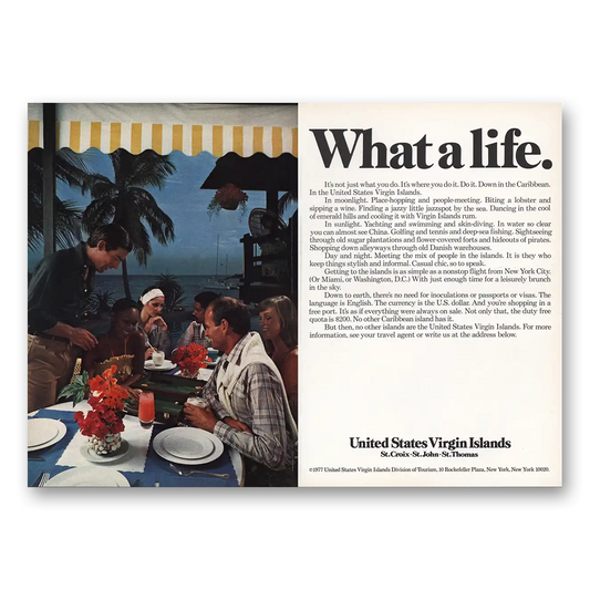 1976 US Virgin Islands What a Life Vintage Magazine Print Ad