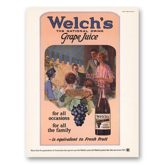 1976 Welch's Grape Juice More Than Five Generations Americans Vintage Magazine Print Ad