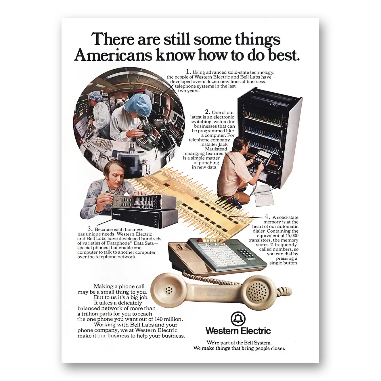 1976 Western Electric Some Things Americans Know How To Do Best Vintage Magazine Print Ad