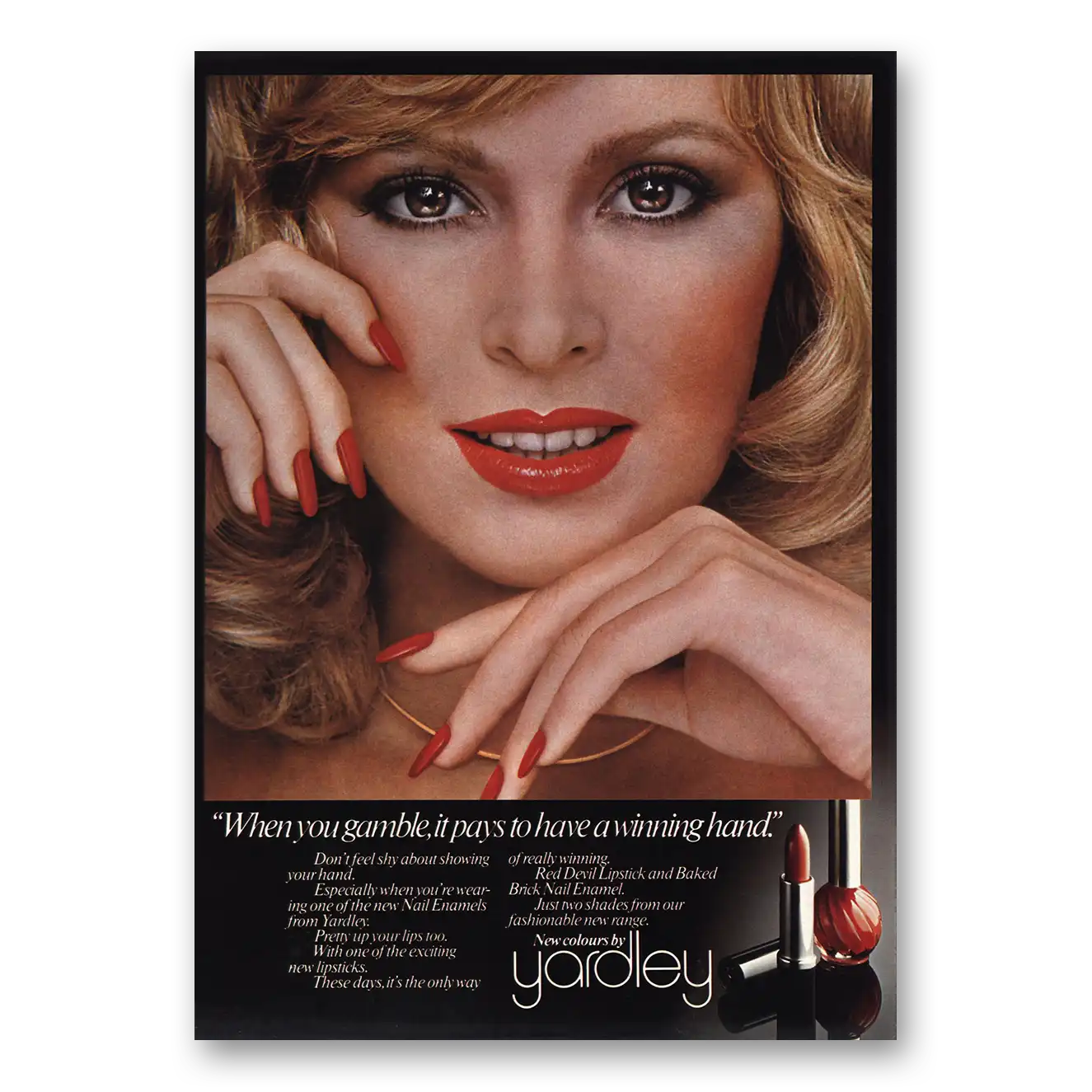 1976 Yardley Cosmetics When You Gamble Pays To Have Winning Hand Vintage Magazine Print Ad