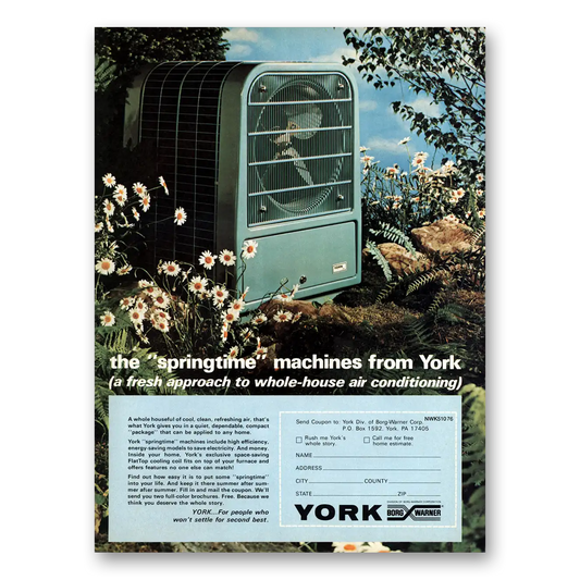 1976 York Air Conditioning Springtime Machines Vintage Magazine Print Ad