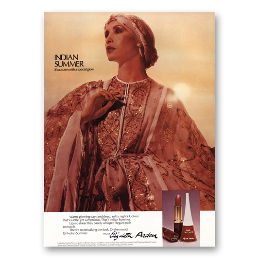 1977 Elizabeth Arden Indian Summer Autumn Special Glow Vintage Magazine Print Ad