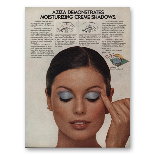 1977 Aziza Creme Shadows Demonstrates Vintage Magazine Print Ad