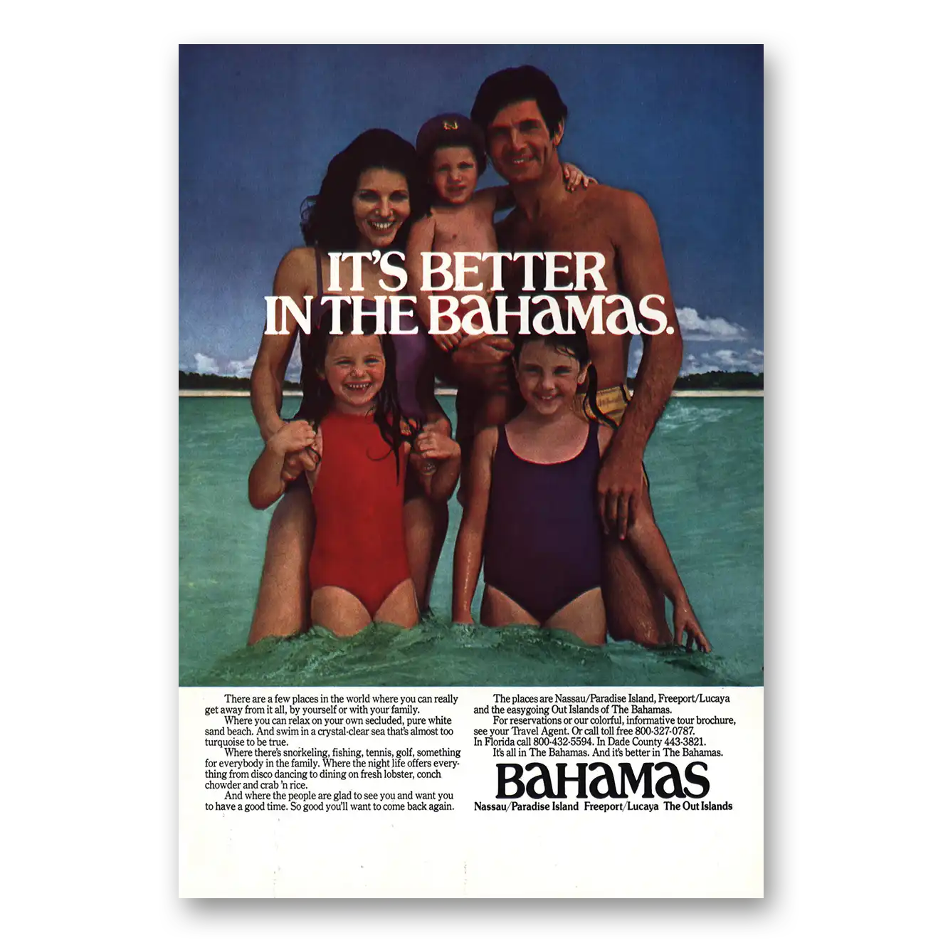 1977 Bahamas Family Better in the Bahamas Vintage Magazine Print Ad