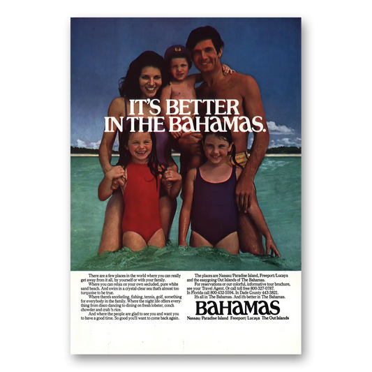 1977 Bahamas Family Better in the Bahamas Vintage Magazine Print Ad