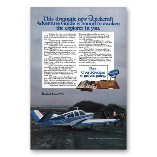 1977 Beechcraft Bonanza Dramatic New Beechcraft Vintage Magazine Print Ad