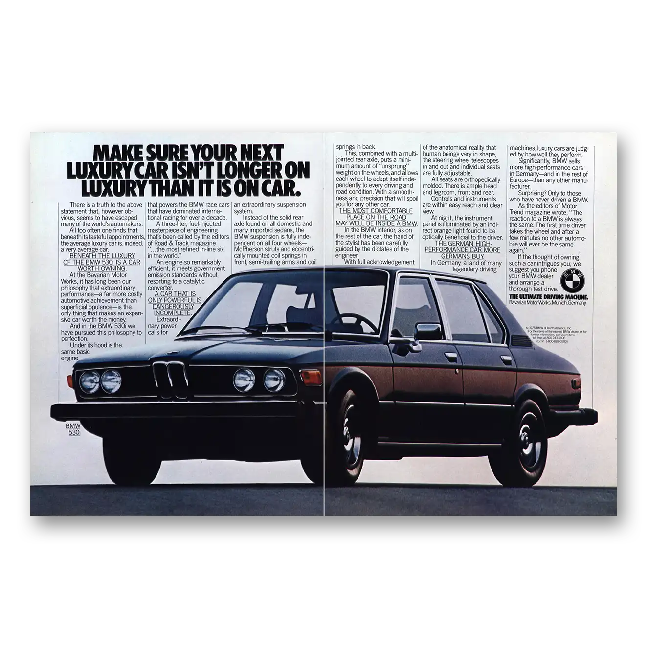 1977 BMW 5 Series Make Sure Your Next Luxury Car Vintage Magazine Print Ad