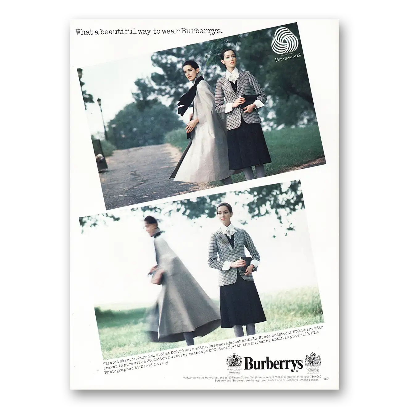 1977 Burberry What a Beautiful Way to Wear Vintage Magazine Print Ad