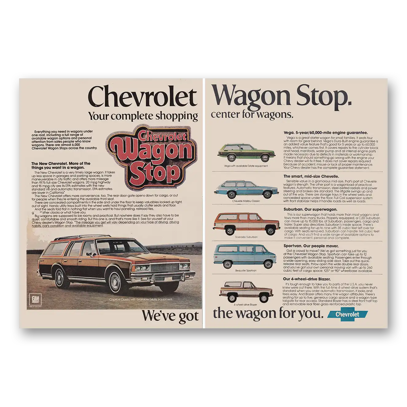 1977 Chevrolet Wagons Wagon Stop Complete Shopping Center Vintage Magazine Print Ad