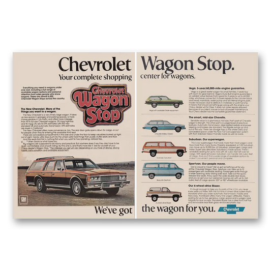 1977 Chevrolet Wagons Wagon Stop Complete Shopping Center Vintage Magazine Print Ad