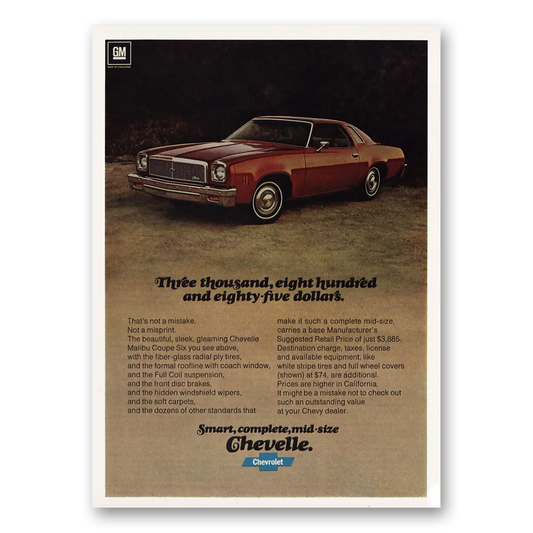 1977 Chevrolet Chevelle Three Thousand Eight Hundred Vintage Magazine Print Ad