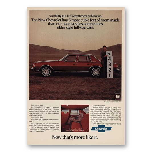 1977 Chevrolet Caprice More Cubic Feet of Room Vintage Magazine Print Ad