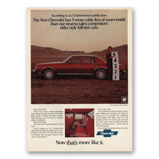 1977 Chevrolet Caprice More Cubic Feet Vintage Magazine Print Ad