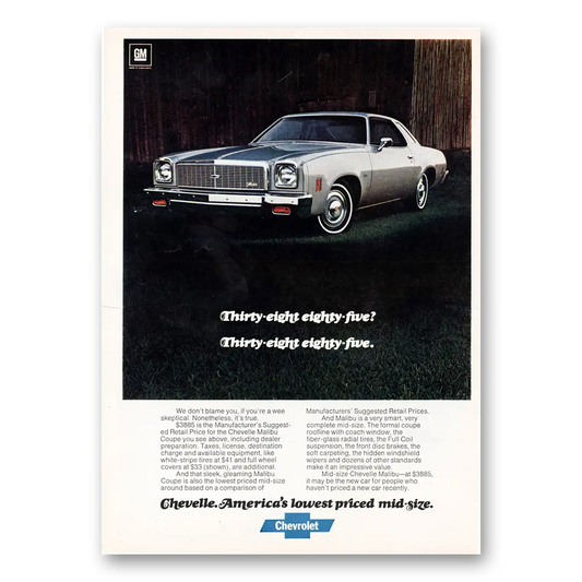 1976 Chevrolet Chevelle Thirty Eight Eighty Five Vintage Magazine Print Ad