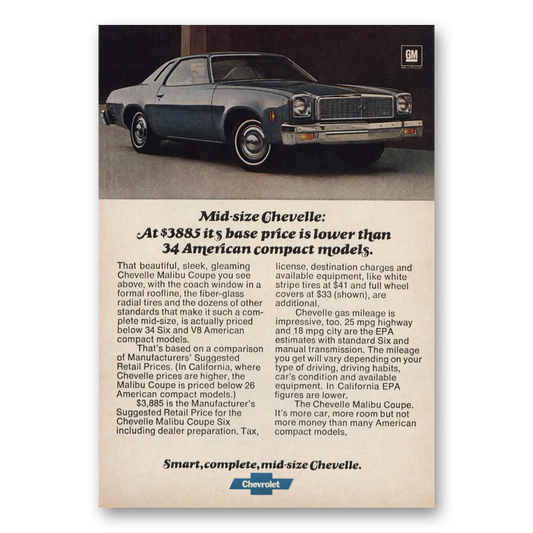 1977 Chevrolet Chevelle American Compact Models Vintage Magazine Print Ad