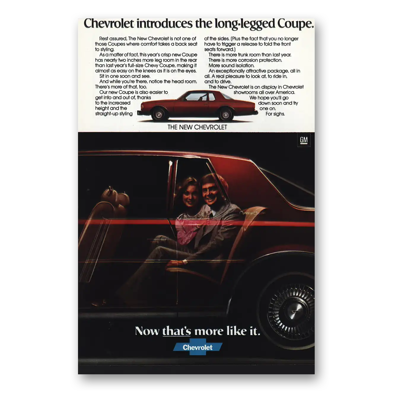 1977 Chevrolet Long Legged Coupe Vintage Magazine Print Ad