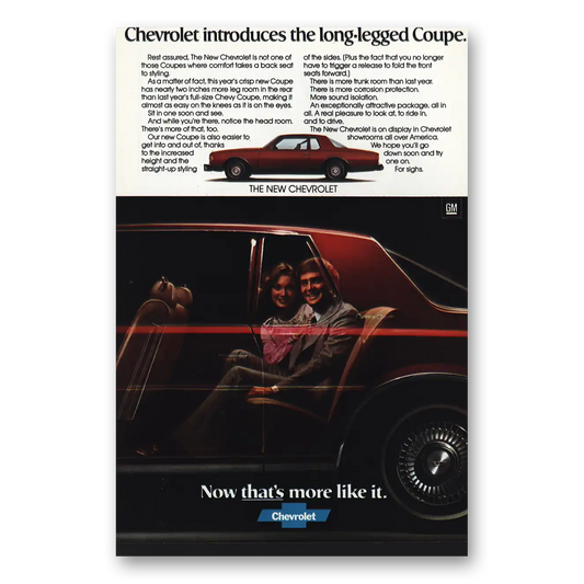 1977 Chevrolet Long Legged Coupe Vintage Magazine Print Ad