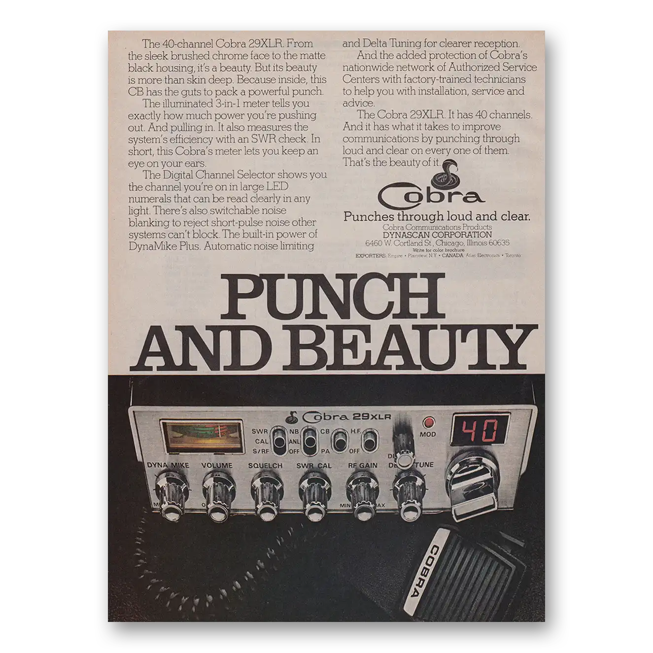 1977 Cobra CB Radio Punch and Beauty Vintage Magazine Print Ad