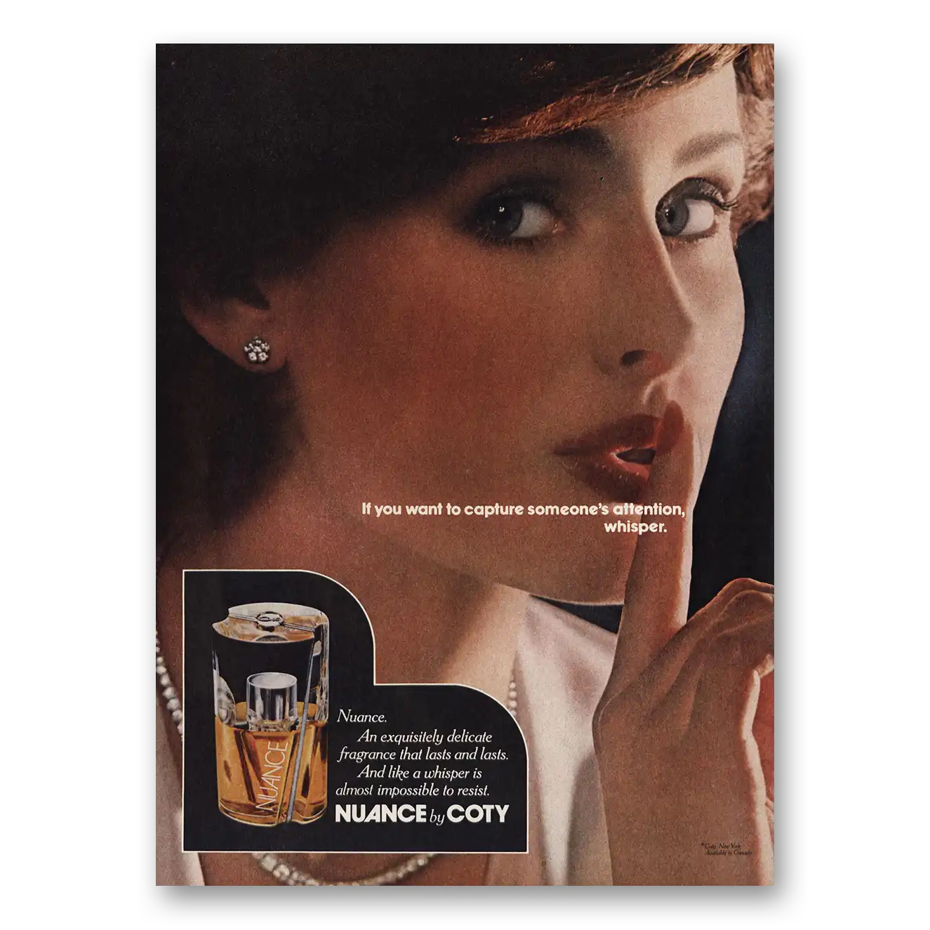 1977 Coty Nuance Perfume Capture Someones Attention Vintage Magazine Print Ad