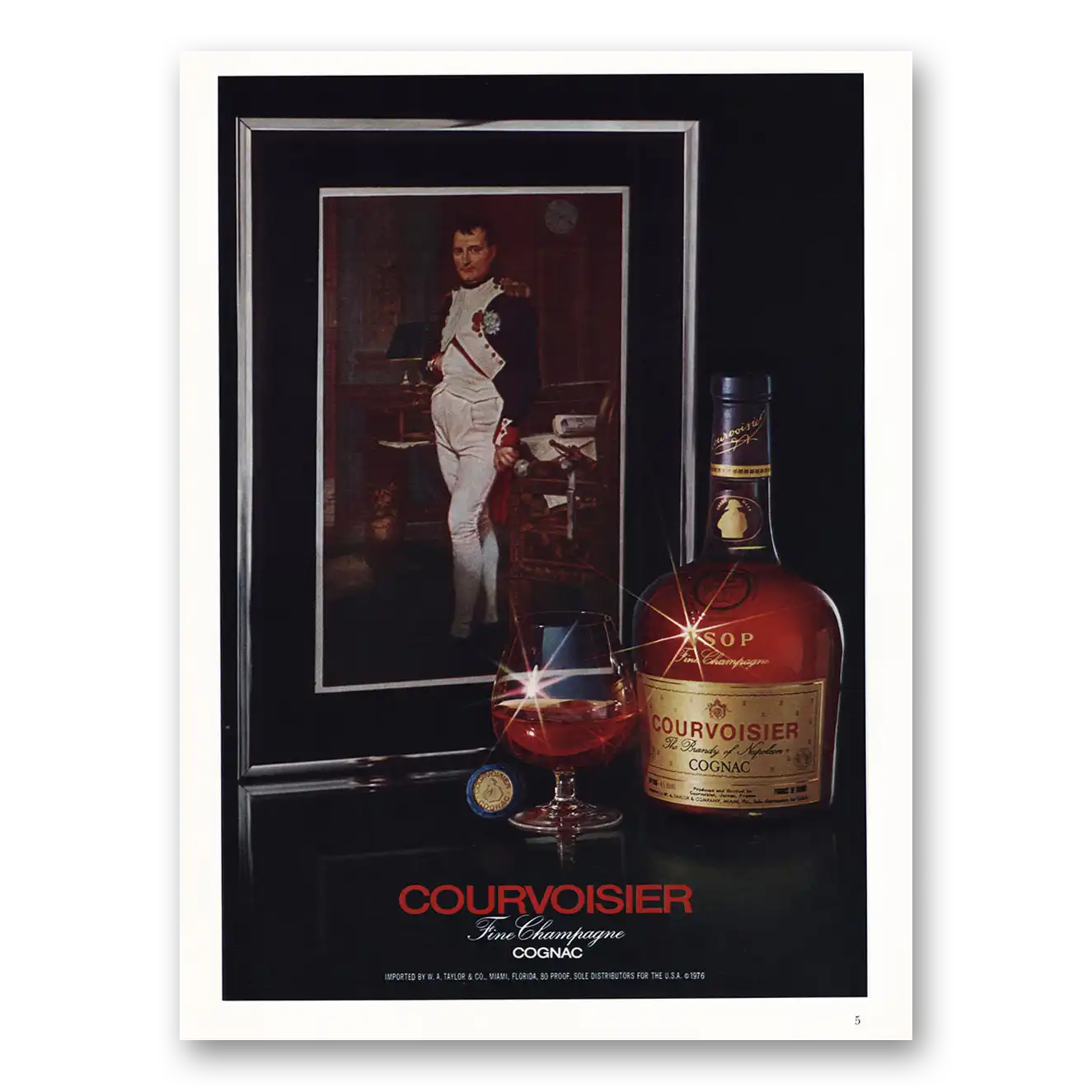 1977 Courvoisier Fine Champagne Cognac Napoleon Vintage Magazine Print Ad