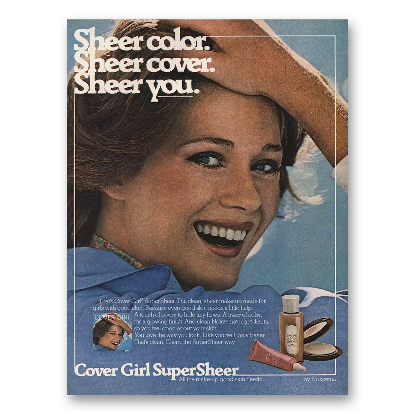 1977 Cover Girl Make Up Sheer Color Sheer Cover Vintage Magazine Print Ad