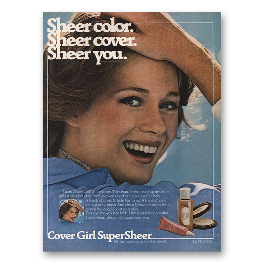 1977 Cover Girl Make Up Sheer Color Sheer Cover Vintage Magazine Print Ad