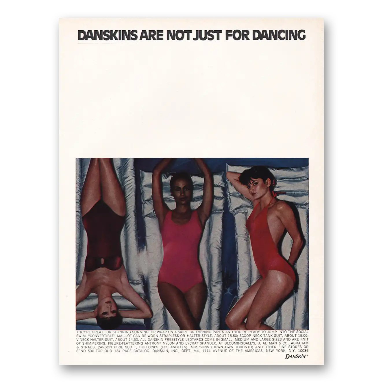 1977 Danskins Great for Stunning Sunning Vintage Magazine Print Ad